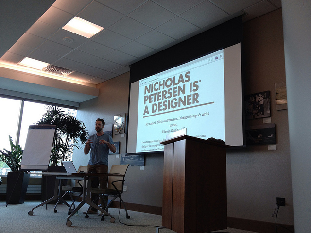 Nicholas Petersen speaking at NebraskaJS July 2013